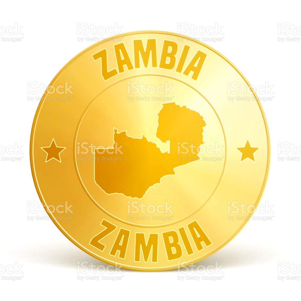 Map of Zambia on Gold plate